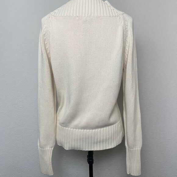 Vintage Gap Women’s 100% Cotton Cableknit Crewneck Sweater Cream Size Large - Picture 2 of 8